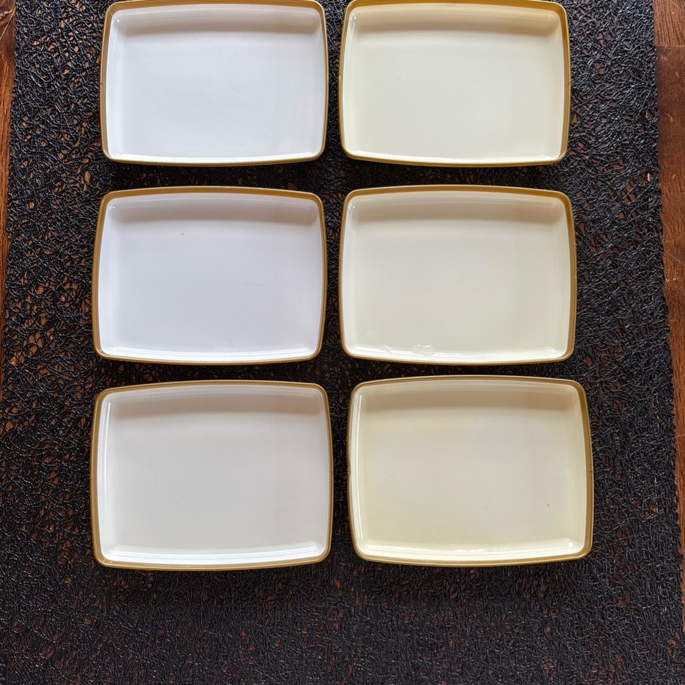 Delta airlines vintage Cream and Gold cocktail Snack trays Set of 6